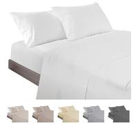 ECOMMERC3 Underzy Parure de lit 3 pièces 100% fabriquée en Espagne avec Drap-Housse, Drap Plat et 1 taie d'oreiller, Blanc, Drap-Housse Extra Doux et léger