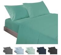 ECOMMERC3 Underzy Parure de lit 3 pièces 100% fabriquée en Espagne avec Drap-Housse, Drap Plat et 1 taie d'oreiller, Couleur Aigue-Marine, Drap-Housse Extra Doux et léger