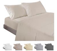 ECOMMERC3 Underzy Parure de lit 3 pièces 100% fabriquée en Espagne avec Drap-Housse, Drap Plat et 1 taie d'oreiller, Couleur Beige, Drap-Housse Extra Doux et léger