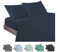 ECOMMERC3 Underzy Parure de lit 4 pièces 100% fabriquée en Espagne avec Drap, Drap Plat et 2 taies d'oreiller de 45 x 85 cm Couleur Marine