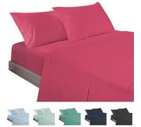 ECOMMERC3 Underzy Parure de lit 4 pièces 100% fabriquée en Espagne avec Drap, Drap Plat et 2 taies d'oreiller de 45 x 85 cm, Couleur Cerise