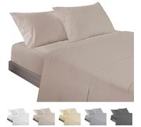 ECOMMERC3 Underzy Parure de lit 4 pièces 100% fabriquée en Espagne avec Drap-Housse, Drap Plat et 2 taies d'oreiller, Couleur Terre, Drap-Housse Extra Doux et léger