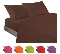 ECOMMERC3 Underzy Parure de lit 4 pièces 100% fabriquée en Espagne avec Drap-Housse, Drap Plat et 2 taies d'oreiller de 45 x 85 cm Marron