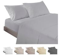 ECOMMERC3 Underzy Parure de lit 4 pièces avec draps, Drap Plat et 2 taies d'oreiller de 45 x 110 cm, 100% fabriquée en Espagne, Gris argenté