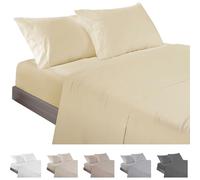 ECOMMERC3 Underzy Parure de lit 4 pièces avec draps, Drap Plat et 2 taies d'oreiller de 45 x 85 cm, 100% fabriquée en Espagne Jaune