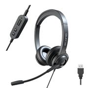 Econo OfficePro Casque de travail écouteurs avec micro antibruit, contrôle en ligne pour les équipes, Skype, ZOOM, PC, webinaire, téléphone, jeu fonctionne avec Windows et Mac