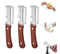 Économe Légumes Et Éplucheur Multifonction À Manche Bois, Éplucheur Pomme De Terre Lame Inox, Coupe Julienne, Grattoir À Écailles Et Ouvre-Bouteille Outil De Cuisine, 2Pc (3 Pcs(C))