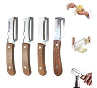 Économe Légumes Et Éplucheur Multifonction À Manche Bois, Éplucheur Pomme De Terre Lame Inox, Coupe Julienne, Grattoir À Écailles Et Ouvre-Bouteille Outil De Cuisine, 2Pc (4 Pcs)