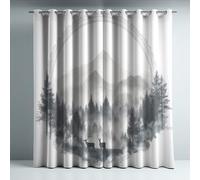 Économie d'Énergie Blanc Gris Illustration Rideau Occultant Paisible Nature Cerf Microfibre Doux intimité Rideaux Chambre Rideau à œillets Idéal pour Chambre et Salon 117x229 CM (2 Panneaux)