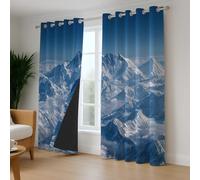 Économie d'Énergie Bleu Paysage Occultant Thermiques Nature Magnifique Montagne enneigée Microfibre Rideau Doux intimité Rideaux Chambre Rideau à œillets pour Chambre d'enfant 117x175 CM (2 Panneaux)