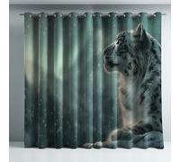 Économie d'Énergie Cyan Blanc Occultant Thermiques Nature Aurore Léopard des Neiges Anti Froid Rideau Rideaux esthétiques Rideau à œillets pour Chambre d'enfant 117x229 CM (2 Panneaux)
