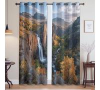Économie d'Énergie Jaune Rideau Occultant Lumineux Lumineux Nature Paysage bloquant la Chaleur à œillets pour Chambre d'enfant 117x229 CM (2 Panneaux)