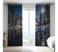 Économie d'Énergie Multicolore Réalisme Occultant Thermiques Nature Paysage Forêt Microfibre Rideau doux intimité Rideaux Chambre Rideau à œillets pour Chambre d'enfant 135x245 CM (2 Panneaux)