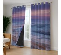 Économie d'Énergie Violet Bleu Tranquille Rideau Occultant Mystérieux Nature Prairie Microfibre Doux intimité Rideaux Chambre Rideau à œillets Idéal pour Chambre et Salon 117x175 CM (2 Panneaux)