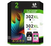 Economink Cartouche Encre 302 Remanufacturées pour Cartouche HP 302, Encre 302 pour DeskJet 2130 3634 3636 OfficeJet 3833 5220 3831 3830 5232 Envy 4525 4527 4520 (Noir, Tri-Colore 2-Pack)