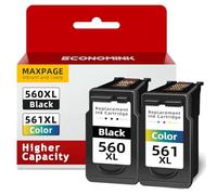 Economink PG-560XL CL-561XL Cartouches d'impression Compatibles pour Canon 560 561 Cartouches pour Canon TS5350 TS5351 TS7450 TS7451 TS5352 TS5353 (1Noir 1Tri-Couleur)
