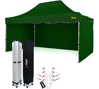 Economique Star Barnum 3x4,5 imperméable, Toit 100% étanche, 3 parois latérales, 8 goupilles d'ancrage, Housse de Protection Ente de Jardin, Paddock Tente Pliable Pliante (Vert)