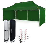 Economique Star Barnum 3x6 imperméable, Toit 100% étanche, 3 parois latérales, 12 goupilles d'ancrage, Housse de Protection Ente de Jardin, Paddock Tente Pliable Pliante (Vert)