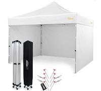 Economique Star Tente de marché 3x3 imperméable, Toit 100% étanche 3 parois latérales, 8 goupilles d'ancrage, Housse de Protection Ente de Jardin, Barnum Pliant, tonnelle Pliante Blanc