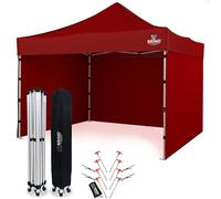 Economique Star Tente Pliante 3x3 imperméable, Toit 100% étanche 3 parois latérales, 8 goupilles d'ancrage, Housse de Protection Ente de Jardin, Barnum Pliant, tonnelle Pliante Rouge