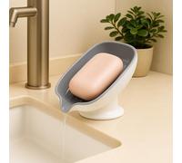 Économiseur de savon en forme de feuille avec adhésif 3M, plat auto-drainant pour salle de bain et cuisine, support mural pour garder la barre propre et sèche, prolonge la durée de vie des barres de