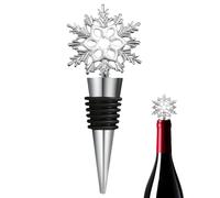 Économiseur de vin - Flocon de neige de Noël réutilisable, bouchon décoratif en de zinc argenté avec joint hermétique en silicone, élégant conservateur de boissons d'hiver, idéal pour les