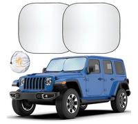 EcoNour Pare-soleil pliable en 2 parties pour pare-brise de voiture | Protection solaire totale contre la chaleur du soleil et les rayons UV pour intérieur automobile | Pare-soleil de fenêtre conçu pour Wrangler (XS 45,7 x 66 cm)