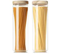 Econovo® Lot de 2 bocaux de conservation en verre borosilicate, empilables et hermétiques, 1500 ml, pour spaghettis et aliments, grands et petits