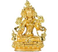 Ecoodisk Artisanat Small Bouddha Statue, White Tara Guanyin Bouddha Statue Gems Gems Buddhist Supplies Ornements, Tara Bouddha White Stattue Tibetan Tantra plaqué Or 5,9 Pouces