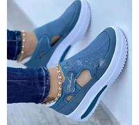 Ecoodisk Baskets compensées respirantes pour femmes chaussures de sport décontractées pour femmes - bleu, 39
