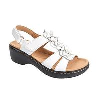 Ecoodisk Chaussures d'été pour femme, grande taille, bout rond, sandales à fleurs, sandales compensées pour femme