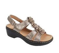 Ecoodisk Chaussures d'été pour femmes, grande taille, bout rond, sandales à fleurs, sandales compensées pour femmes, sandales pour femmes, sandales Oro, 42