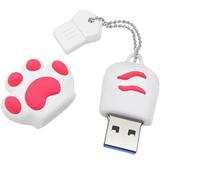Ecoodisk Clé USB 3.0 en silicone avec patte de chat Blanc 128 Go