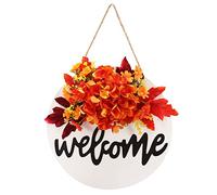 Ecoodisk Couronne d'automne pour la Porte d'entrée Panneau de Bienvenue pour Porche Couronne d'automne décorations de Porte d'entrée couronnes d'automne pour la Porte d'entrée, extérieur