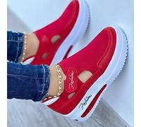 Ecoodisk Mots de Mots de Baskets en Forme de Plate-Forme Respirante Chaussures de Chaussures de Dames décontractées Tennis Chaussures féminines Plus Taille-Red,39