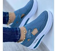 Ecoodisk Mots de Mots de Baskets en Forme de Plate-Forme Respirante Chaussures de Chaussures de Dames décontractées Tennis Chaussures féminines Plus Taille-Blue,39