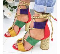 Ecoodisk Nouvelles Femmes Sandales à Lacets de Chaussures d'été Talons Femme Sandales de Poisson Pointu Bouche Gladiateur Sandales Femme Pompes Corde de Chanvre Talons Hauts