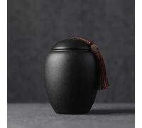 Ecoodisk Pot de thé en céramique Vintage de Style Chinois Pots de Rangement de Rangement boîtes de thé Noires Cartouche Traditionnelle Caddy scellé couvercles de Cuisine à la Maison décoration.,850ML