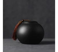 Ecoodisk Pot de thé en céramique Vintage de Style Chinois Pots de Rangement de Rangement boîtes de thé Noires Cartouche Traditionnelle Caddy scellé couvercles de Cuisine à la Maison décoration.,600ML