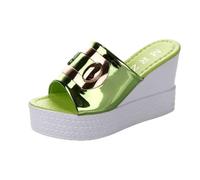 Ecoodisk Sandales d'été sexy compensées à plateforme pour femmes à la mode à talons hauts Pantoufles féminines - Vert, 39