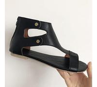 Ecoodisk Sandales pour Femmes Sandales Plates en Cuir Doux Chaussures Femmes Plus Taille Peep Toe Sandales Sandales Casual Gladiator Beach Sandalias Mujer