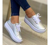 Ecoodisk Tennis Femelle Baskets Breatte de Sport Non glissée Chaussures pour Femmes Round Toe Plateforme Chaussure Fashion Footwear-Silver,36