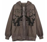 Ecoodisk Veste de Veste Ange Ange jeste imprimé jeste Goth Harajuku y2k Lisser Punk Sweat-Shirt provives Zipp Hip hop Streetwear hoodies-nz620-Brown,M