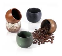 ecooe 90 ml Lot de 5 Tasses à expresso café à paroi épaisse en faïence | Fabriquées à la main En porcelaine, Idéal pour expresso moka, Cadeau pour femmes, hommes, meilleure amie, cadeaux de Noël