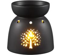 ecooe Lampe aromatique photophore en céramique blanche avec diffuseur d'arômes cuillère à bougie Noir