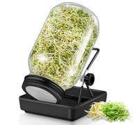 ecooe Lot de 1 verre à germer noir pour germination en verre à germer avec 1 bol à eau, 1 couvercle de grille filtrante en acier inoxydable 304 et 1 support