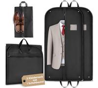 ecooe Lot de 2 sacs à vêtements, noirs, housses de rangement, sac de costume avec 1 sac à chaussures (110 × 60 cm)