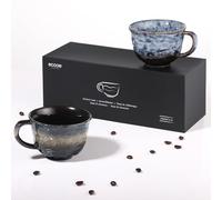 ecooe Lot de 2 tasses à cappuccino expresso à paroi épaisse en grès de 260 ml, ensemble de tasses à café en porcelaine faites à la main, tasses à thé en céramique, pour meilleure amie, partenaire