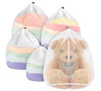 ecooe Lot de 5 Filets à Linge pour Machine à Laver, Sacs à linge avec fermeture par cordon, Sac de Lavage pour chemisier, vêtements de bébé, sac à dos, jupes etc (1XL+2L+1M+1S)