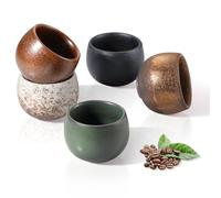 ecooe Lot de 5 tasses à expresso à paroi épaisse en faïence 50 ml Fabriquées à la main En porcelaine, Idéal pour expresso moka, Cadeau pour femmes, hommes, meilleure amie, cadeaux de Noël